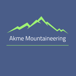A logo for Akme Mountaineering
